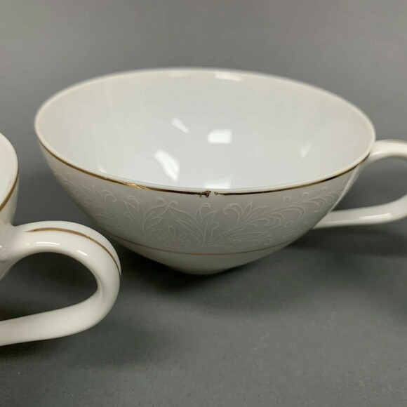 Touch of Gold Embassy Cups White Border Design Gold Trim Lot of 4 - Picture 4 of 12